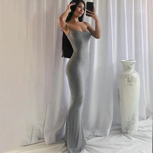 Sexy Viral Y2k Sleeveless Spaghetti Strap Bodycon Long Dress