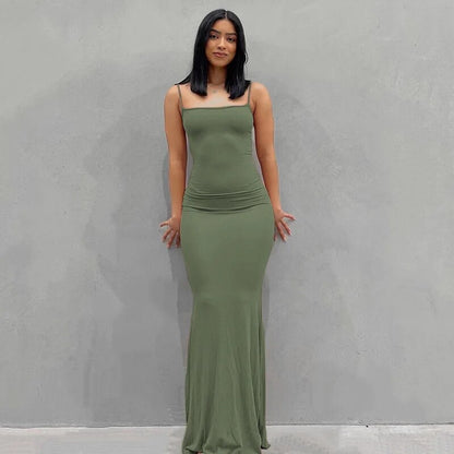 Sexy Viral Y2k Sleeveless Spaghetti Strap Bodycon Long Dress